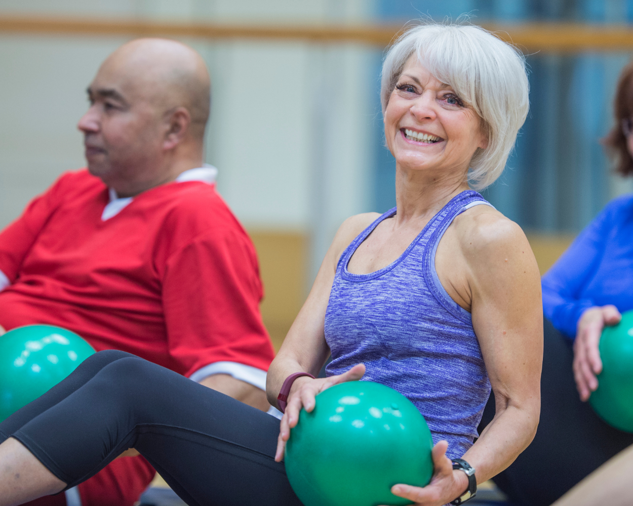 Older woman excercising.