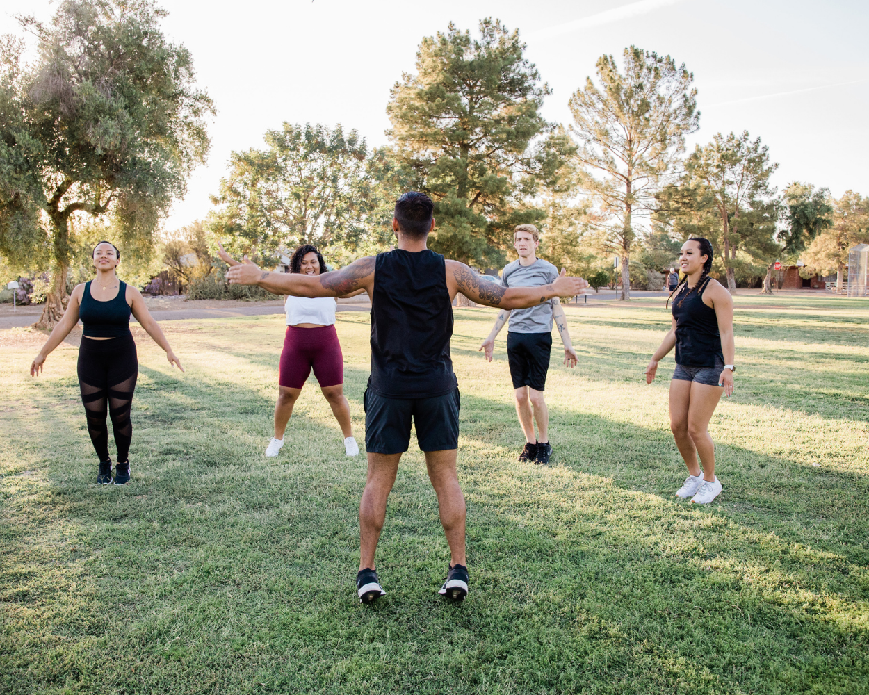 People exercising outside.