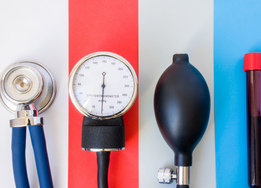 Blood pressure checking.